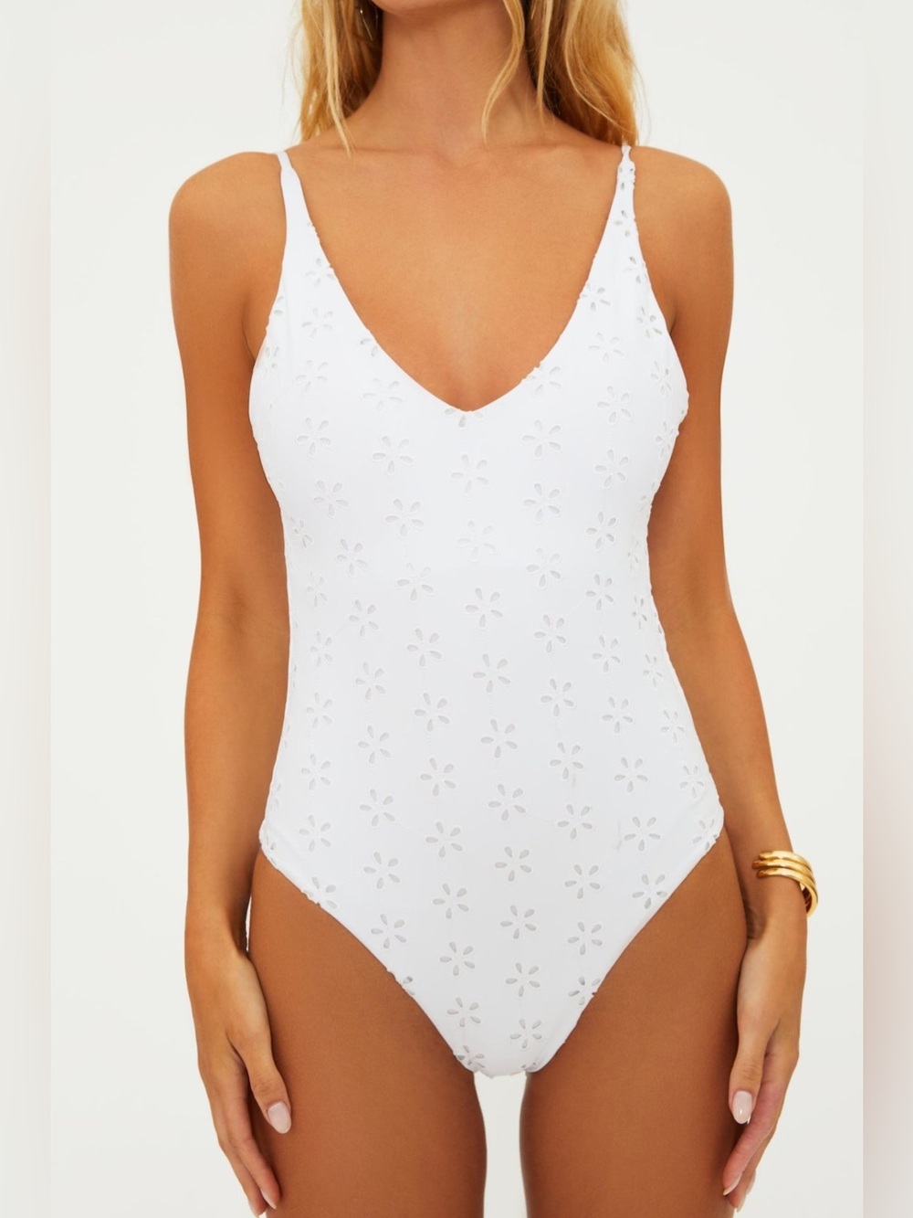 Beach Riot Reese One Piece Swimsuit - White Magnolia Eyelet Size XS
